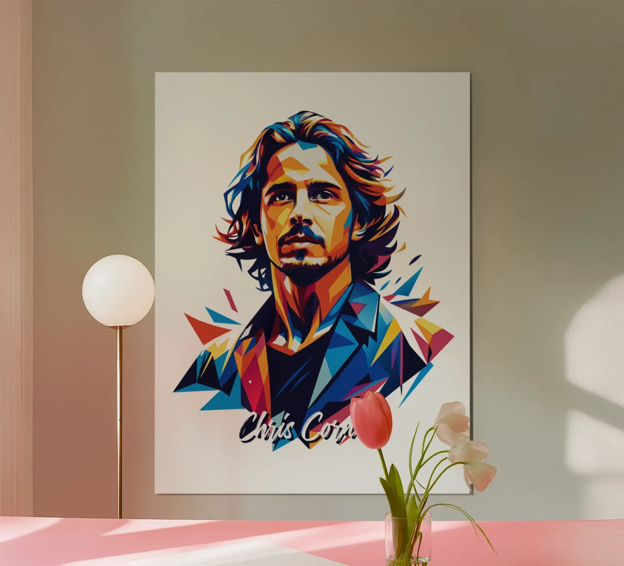 Chris Cornell Portrait in WPAP Pop Art carta hahnemühle da vectorartnesia