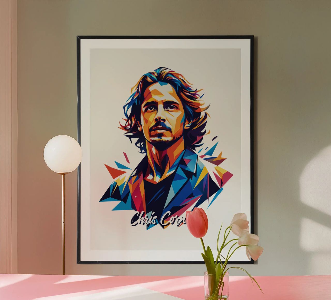 Chris Cornell Portrait in WPAP Pop Art carta hahnemühle da vectorartnesia