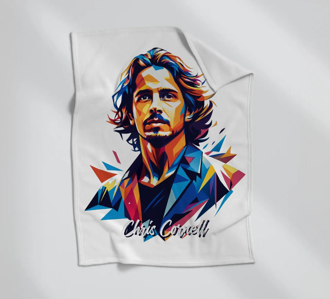 Chris Cornell Portrait in WPAP Pop Art coperta in pile da vectorartnesia