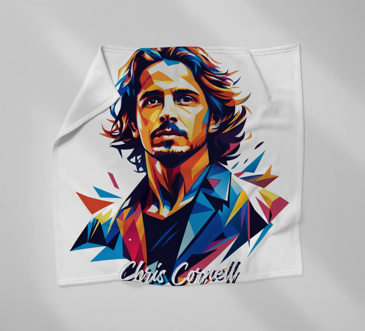 Chris Cornell Portrait in WPAP Pop Art coperta in pile da vectorartnesia