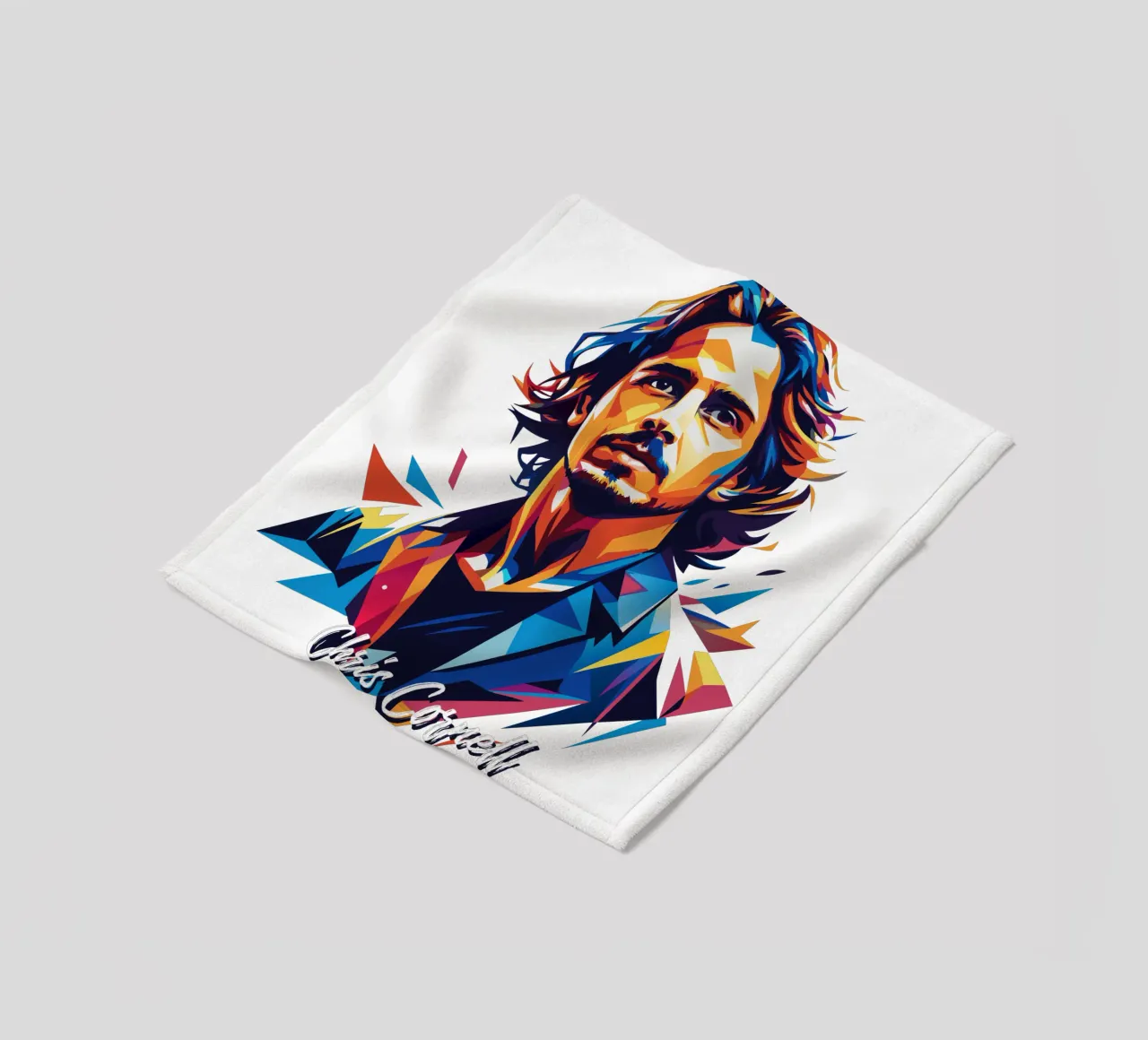 Chris Cornell Portrait in WPAP Pop Art coperta in pile da vectorartnesia