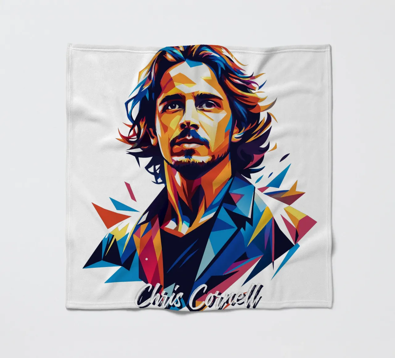 Chris Cornell Portrait in WPAP Pop Art coperta in pile da vectorartnesia
