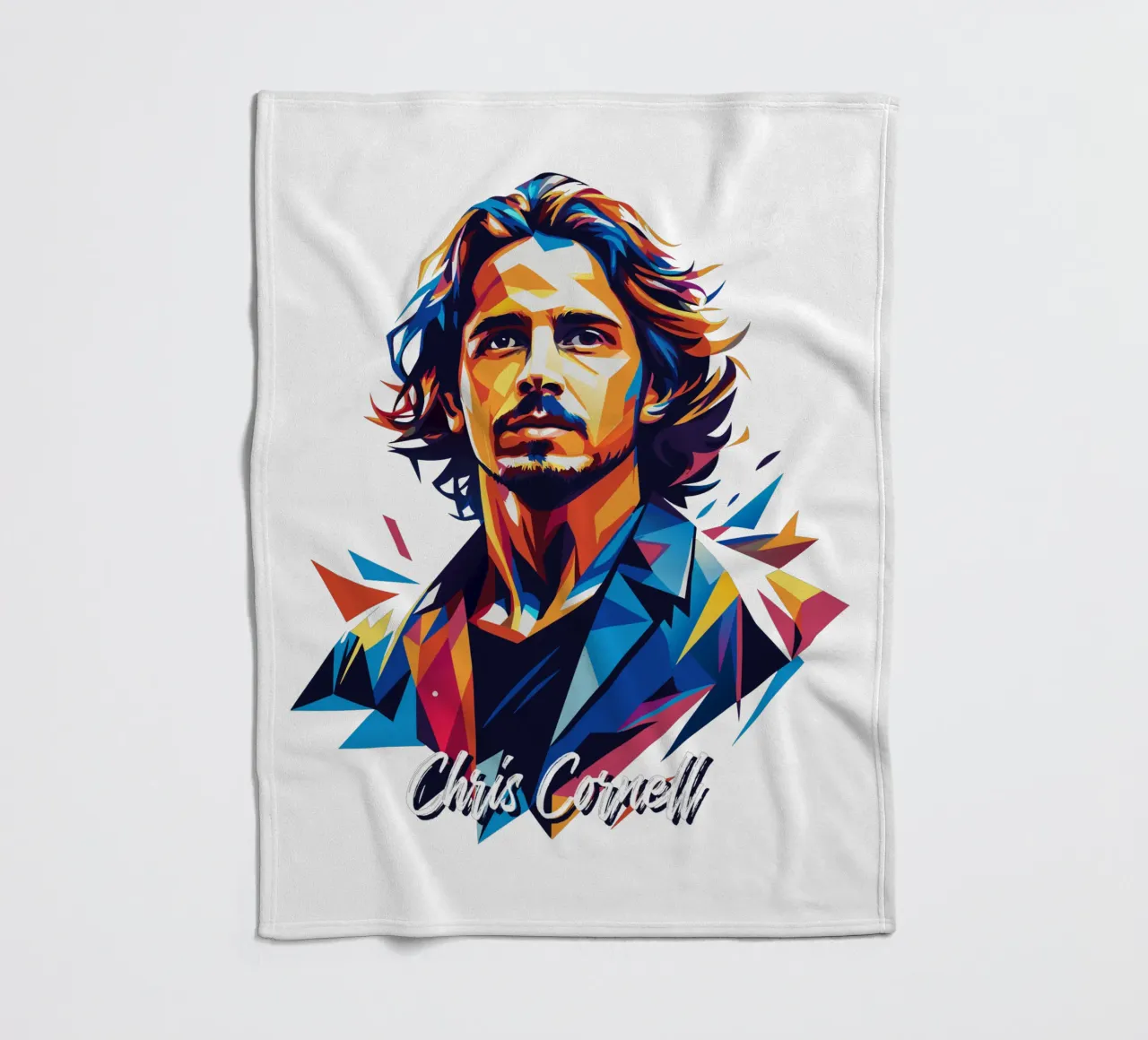 Chris Cornell Portrait in WPAP Pop Art coperta in pile da vectorartnesia