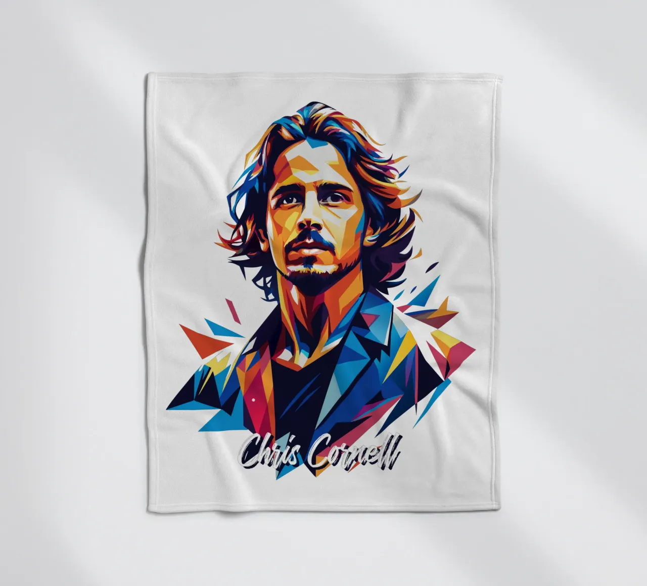 Chris Cornell Portrait in WPAP Pop Art fleece blanket by vectorartnesia