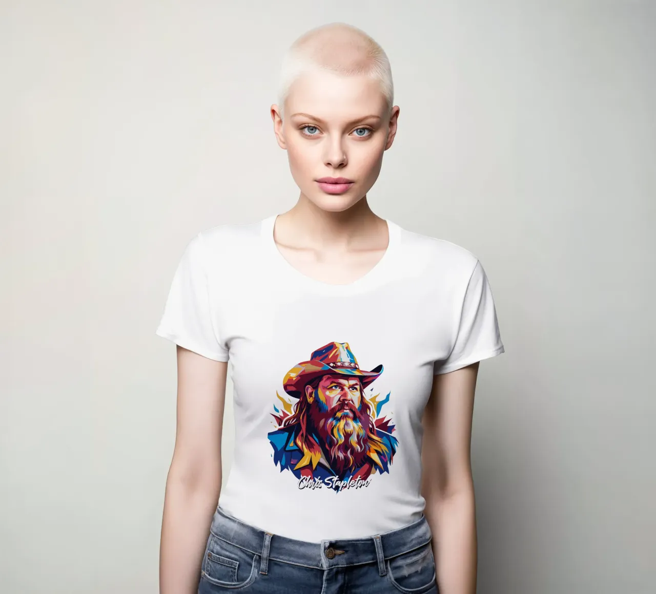 Chris Stapleton Portrait in WPAP Pop Art t-shirt da donna da vectorartnesia