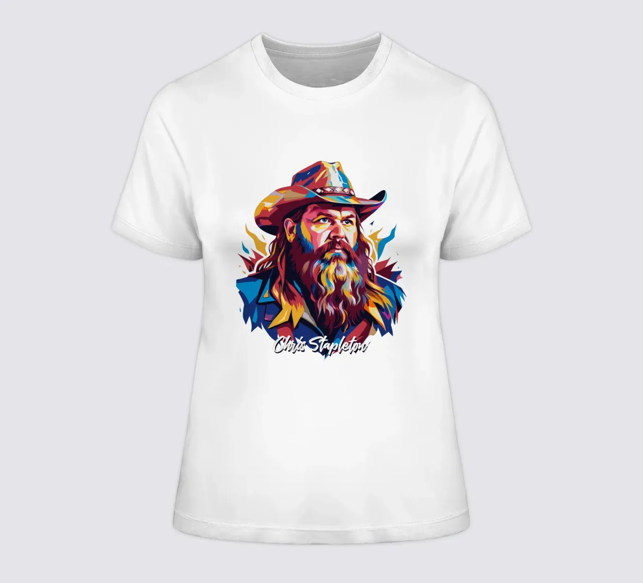 Chris Stapleton Portrait in WPAP Pop Art t-shirt da donna da vectorartnesia