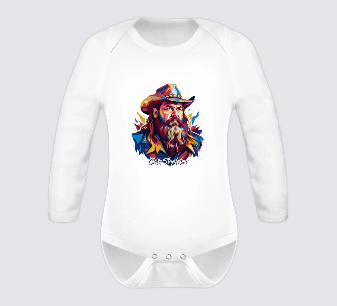 Chris Stapleton Portrait in WPAP Pop Art body neonato maniche lunghe da vectorartnesia