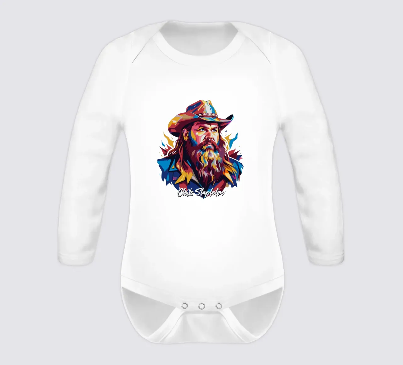Chris Stapleton Portrait in WPAP Pop Art body de manga larga de vectorartnesia