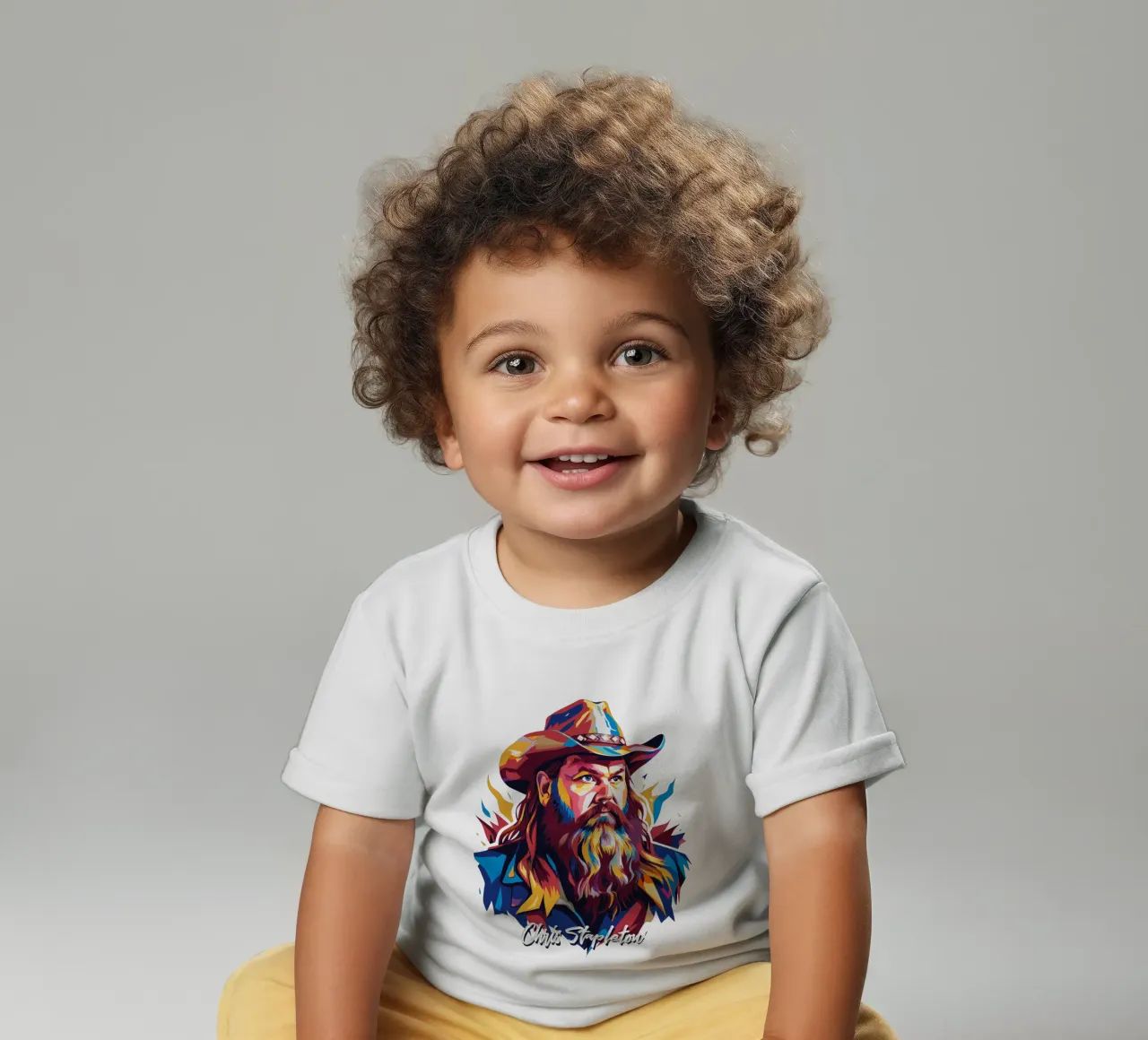 Chris Stapleton Portrait in WPAP Pop Art baby t-shirt by vectorartnesia