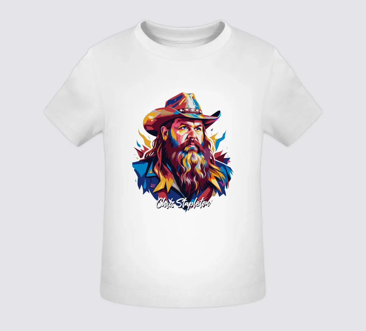 Chris Stapleton Portrait in WPAP Pop Art baby t-shirt by vectorartnesia