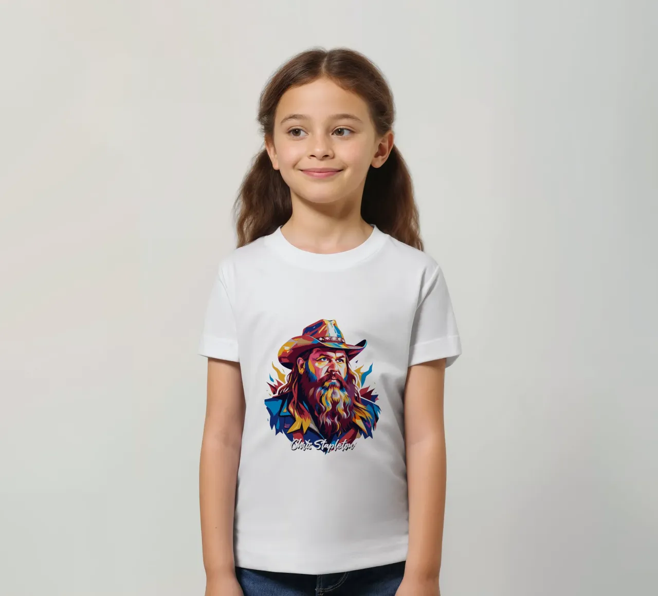 Chris Stapleton Portrait in WPAP Pop Art kids t-shirt by vectorartnesia