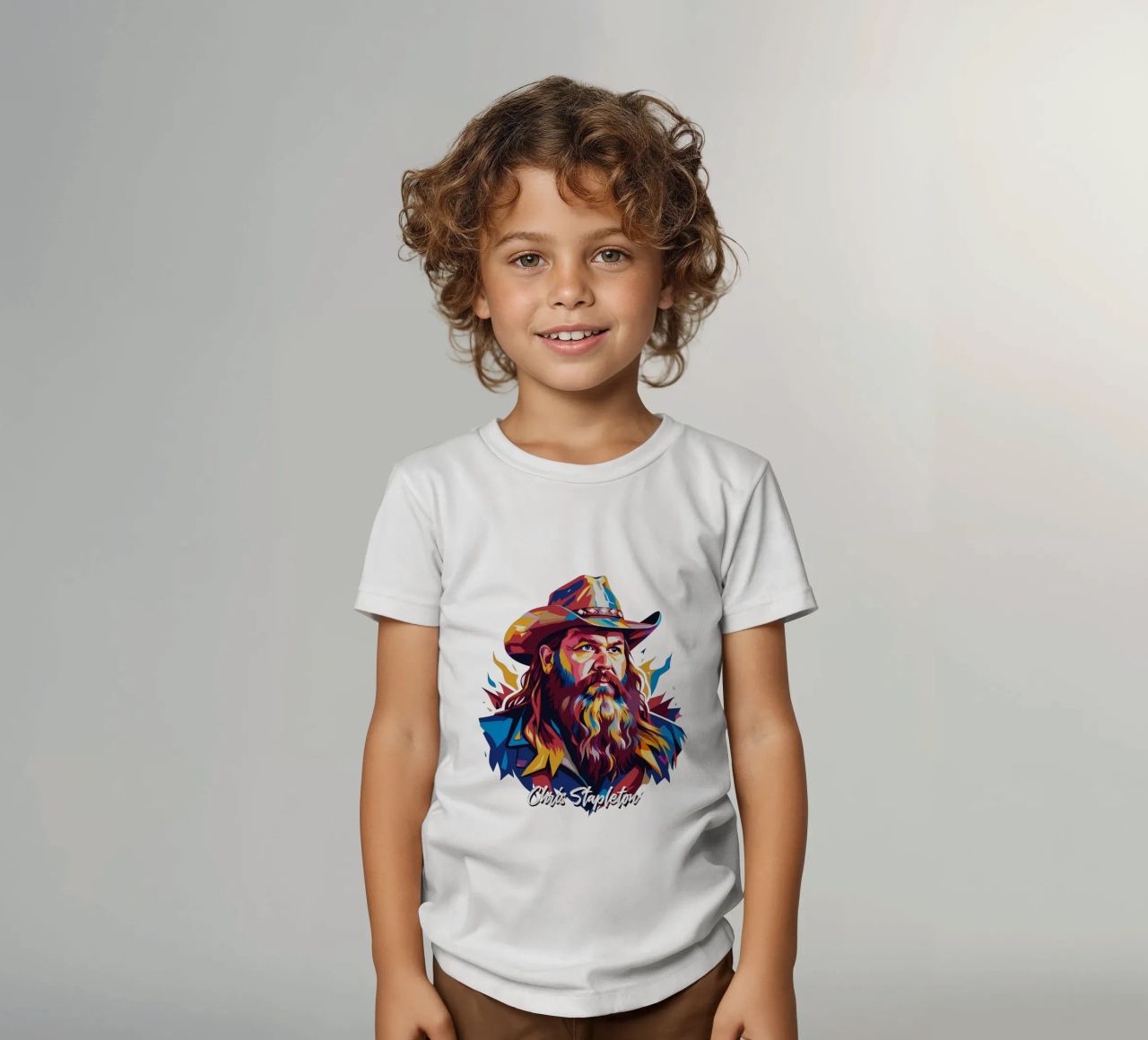 Chris Stapleton Portrait in WPAP Pop Art t-shirt bambini da vectorartnesia