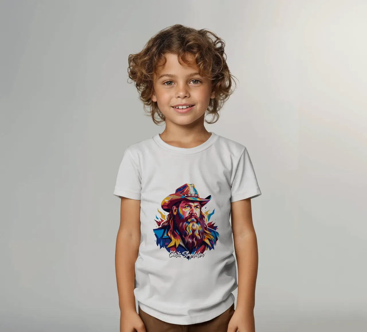Chris Stapleton Portrait in WPAP Pop Art kids t-shirt by vectorartnesia