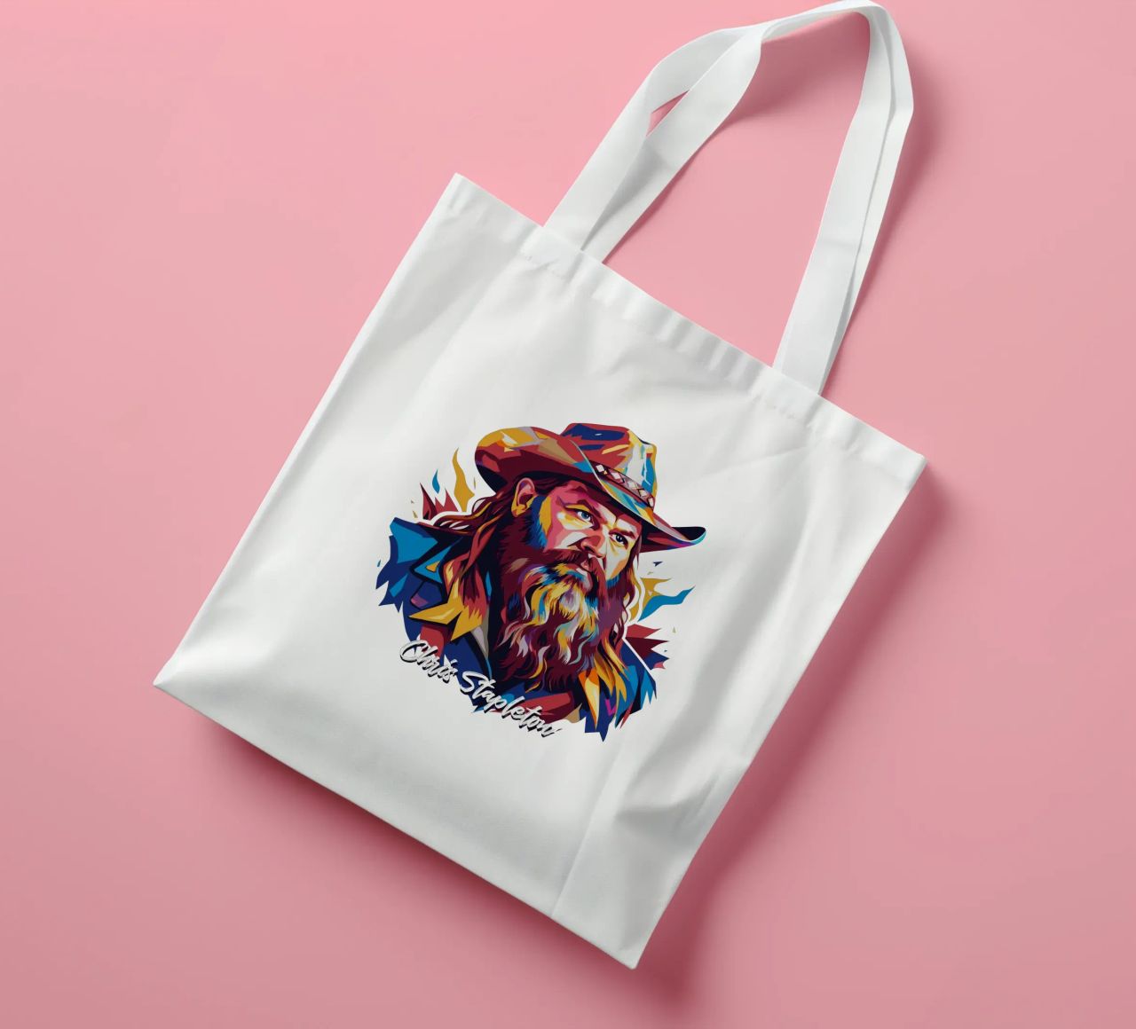 Chris Stapleton Portrait in WPAP Pop Art borsa in juta da vectorartnesia