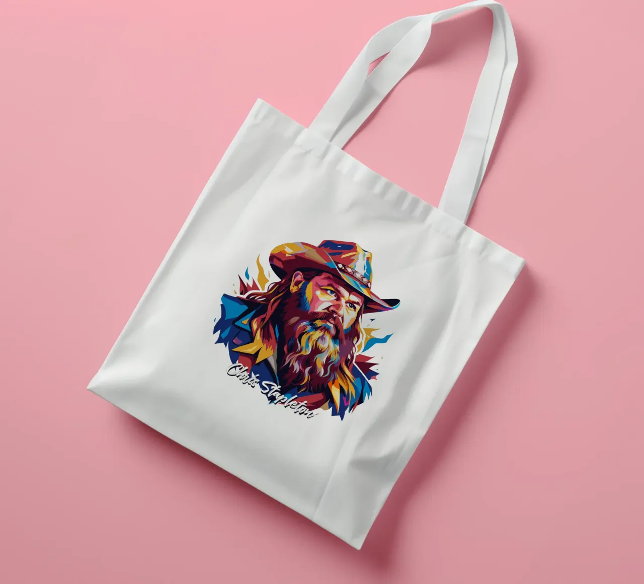 Chris Stapleton Portrait in WPAP Pop Art borsa in juta da vectorartnesia