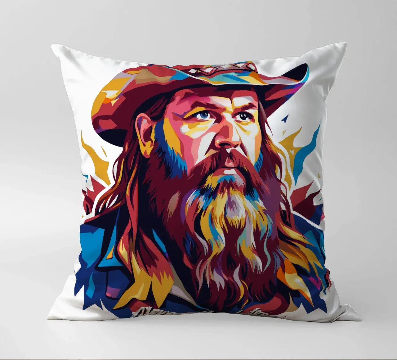 Chris Stapleton Portrait in WPAP Pop Art cuscino da vectorartnesia