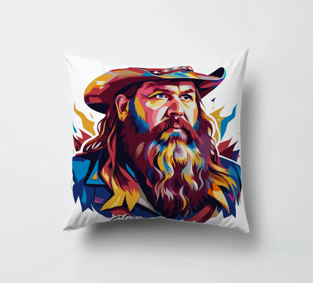 Chris Stapleton Portrait in WPAP Pop Art cuscino da vectorartnesia