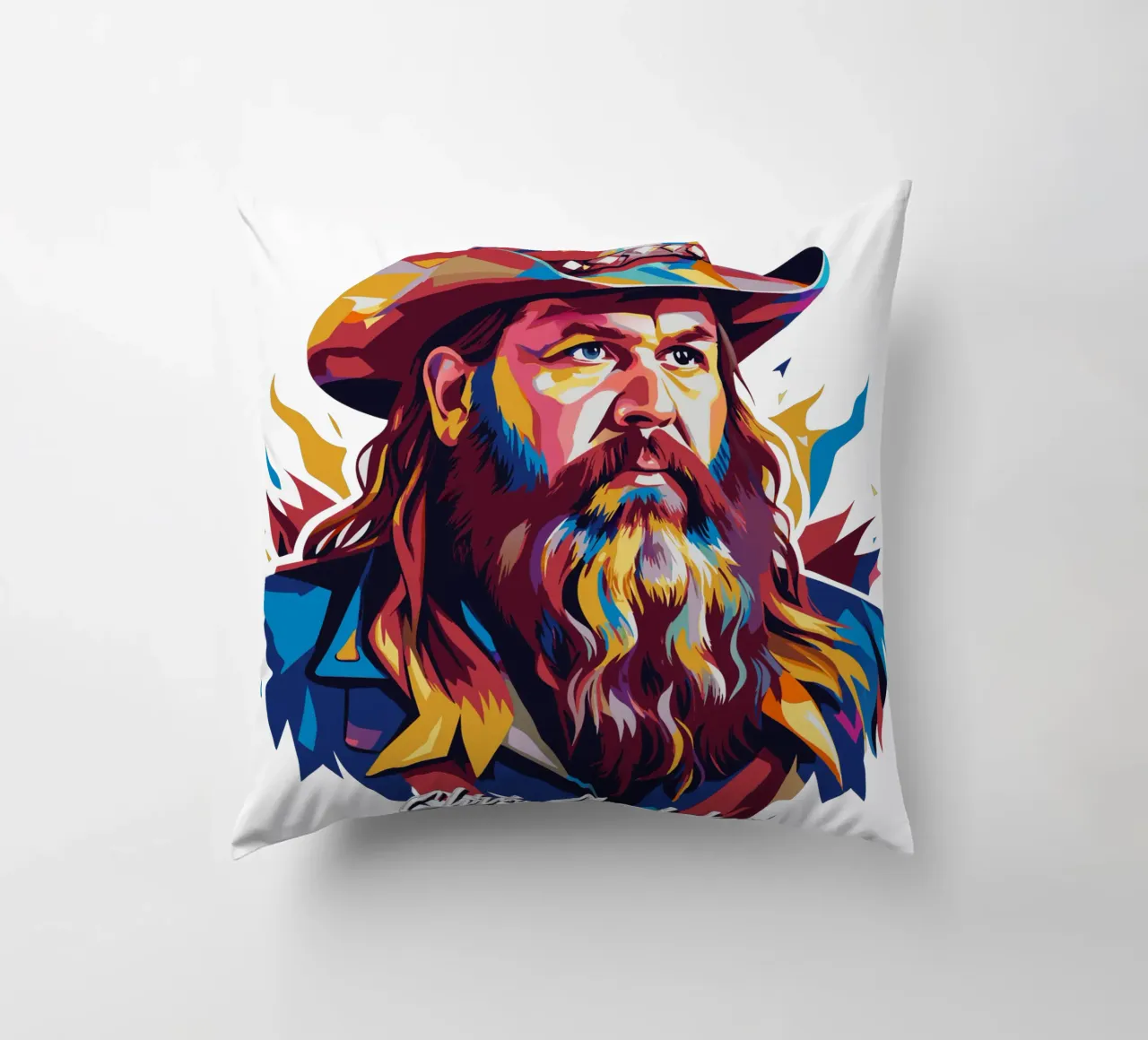 Chris Stapleton Portrait in WPAP Pop Art cuscino da vectorartnesia