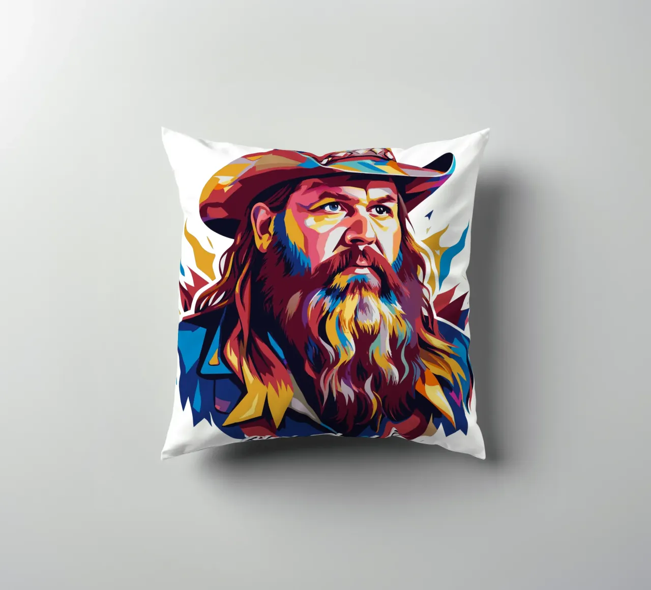 Chris Stapleton Portrait in WPAP Pop Art cuscino da vectorartnesia