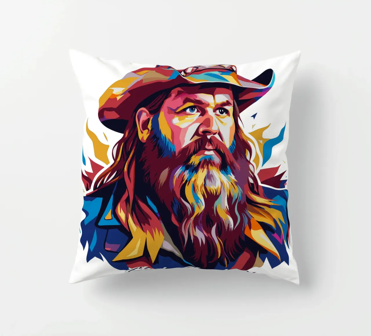 Chris Stapleton Portrait in WPAP Pop Art cuscino da vectorartnesia