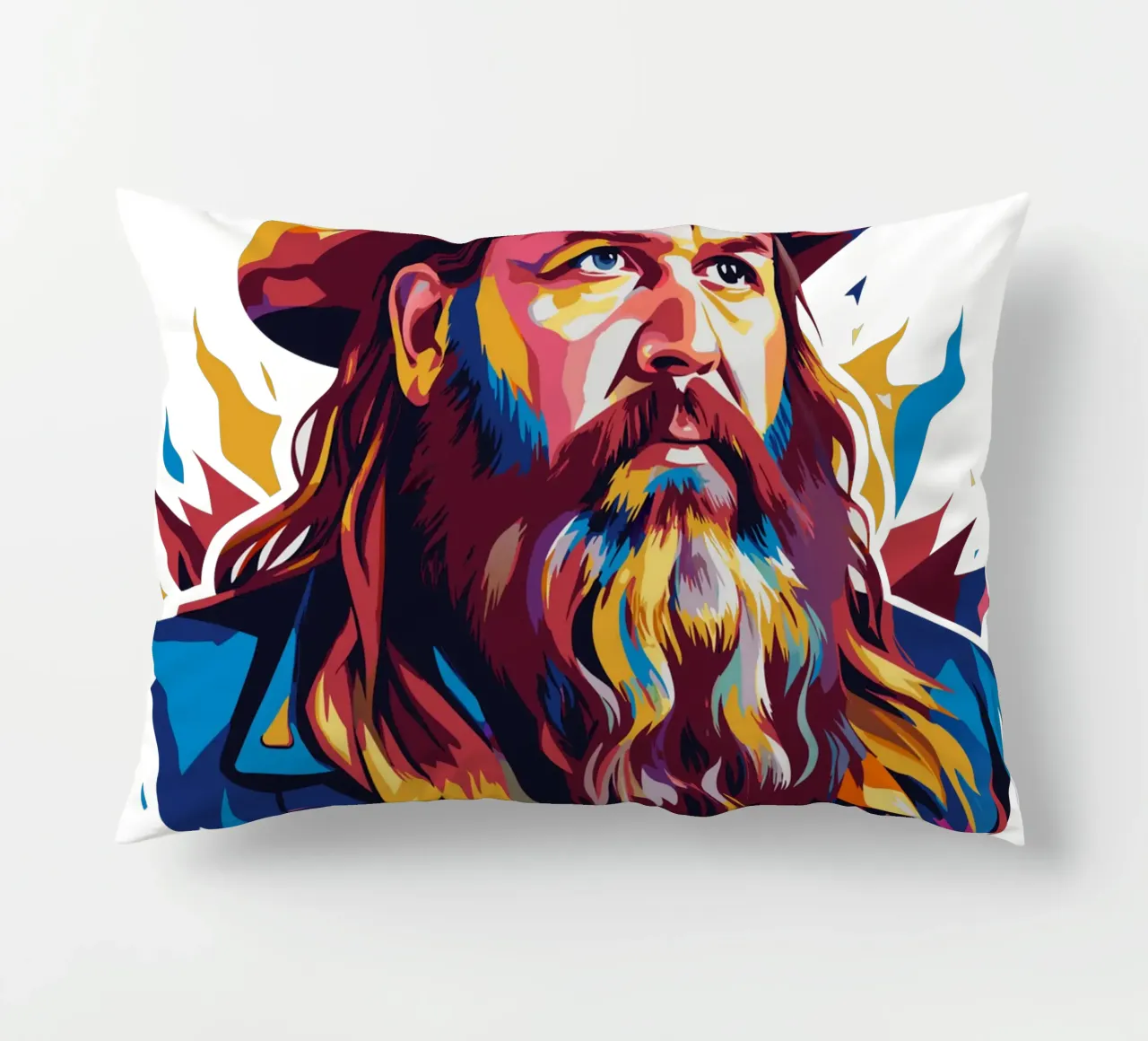 Chris Stapleton Portrait in WPAP Pop Art decorative cushion by vectorartnesia
