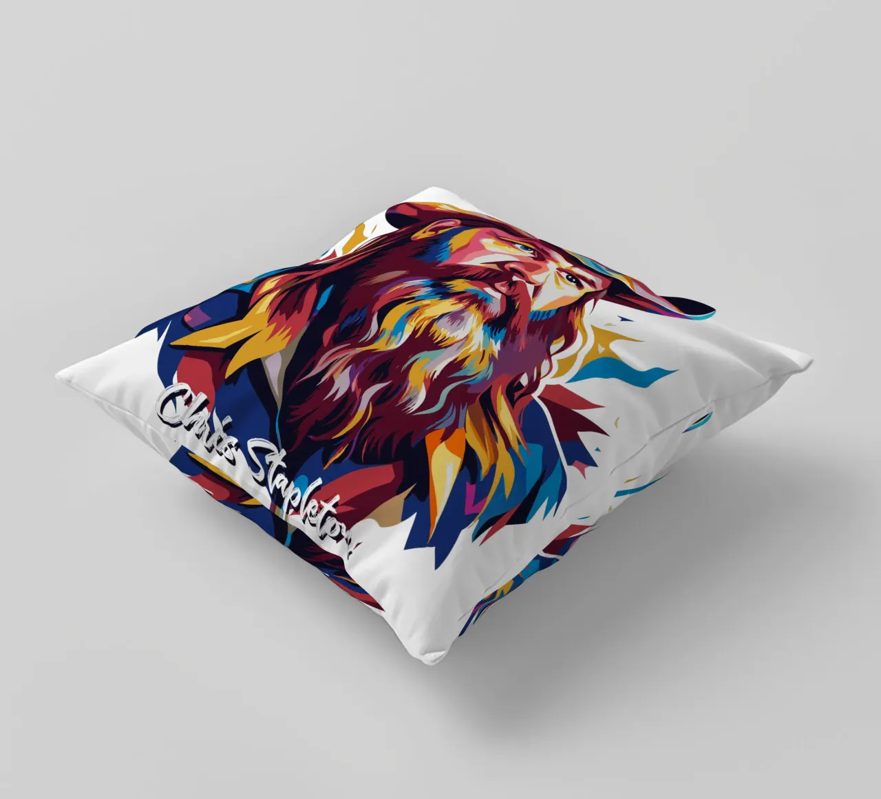Chris Stapleton Portrait in WPAP Pop Art decorative cushion by vectorartnesia