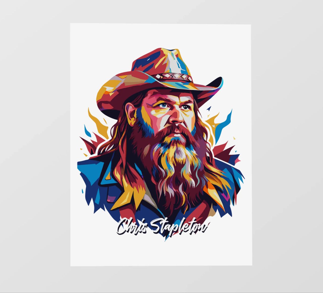 Chris Stapleton Portrait in WPAP Pop Art pellicola backlit da vectorartnesia