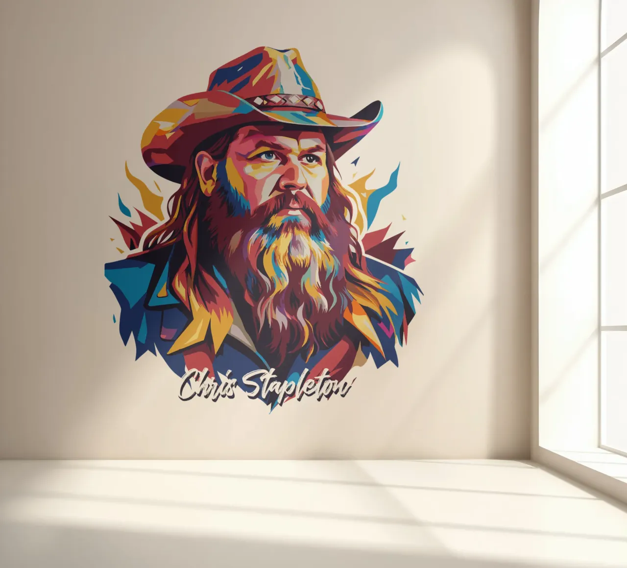 Chris Stapleton Portrait in WPAP Pop Art papel para pared de vectorartnesia