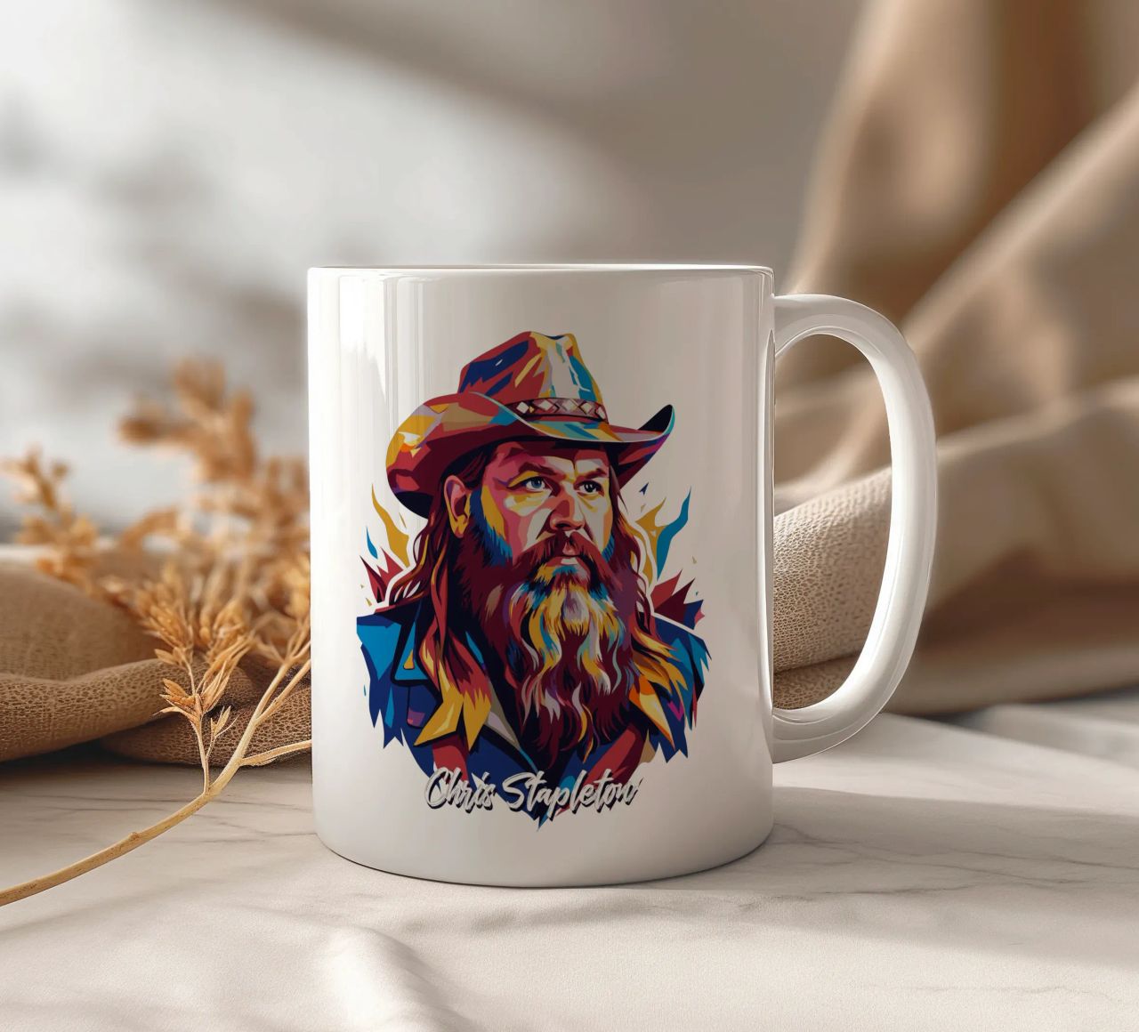 Chris Stapleton Portrait in WPAP Pop Art keramische mok van vectorartnesia