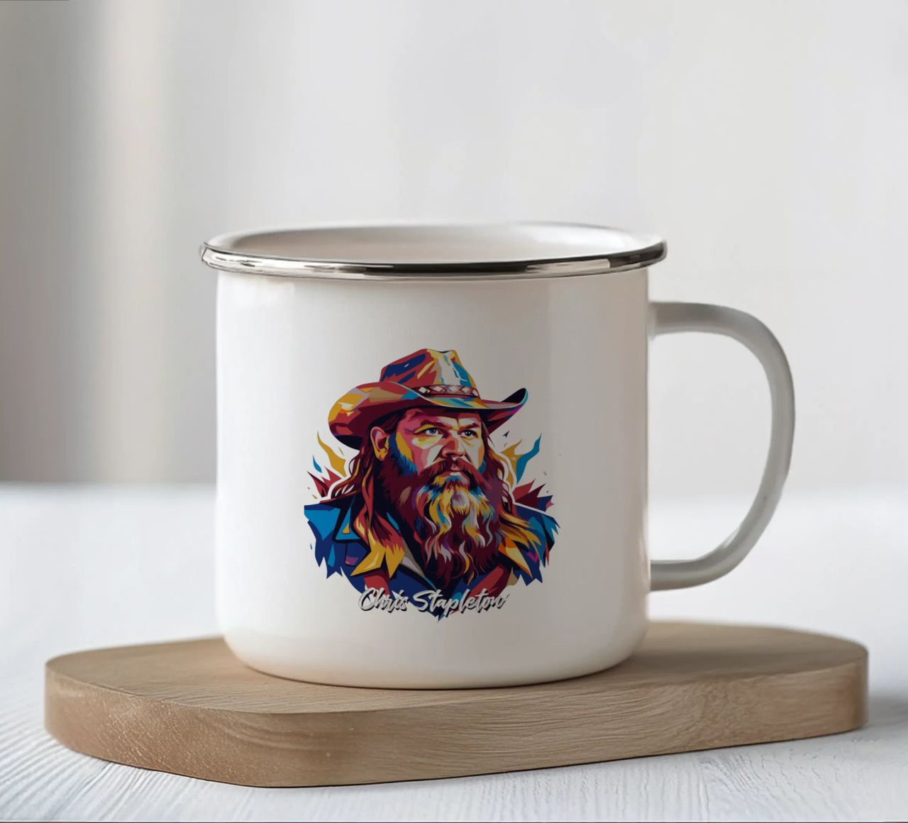 Chris Stapleton Portrait in WPAP Pop Art tazza in smalto da vectorartnesia