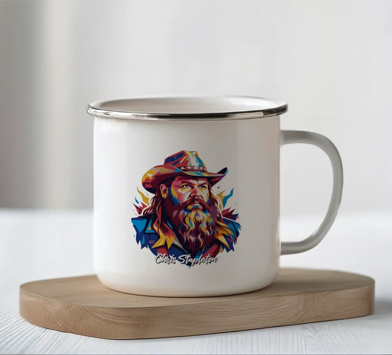 Chris Stapleton Portrait in WPAP Pop Art mug en émail de vectorartnesia