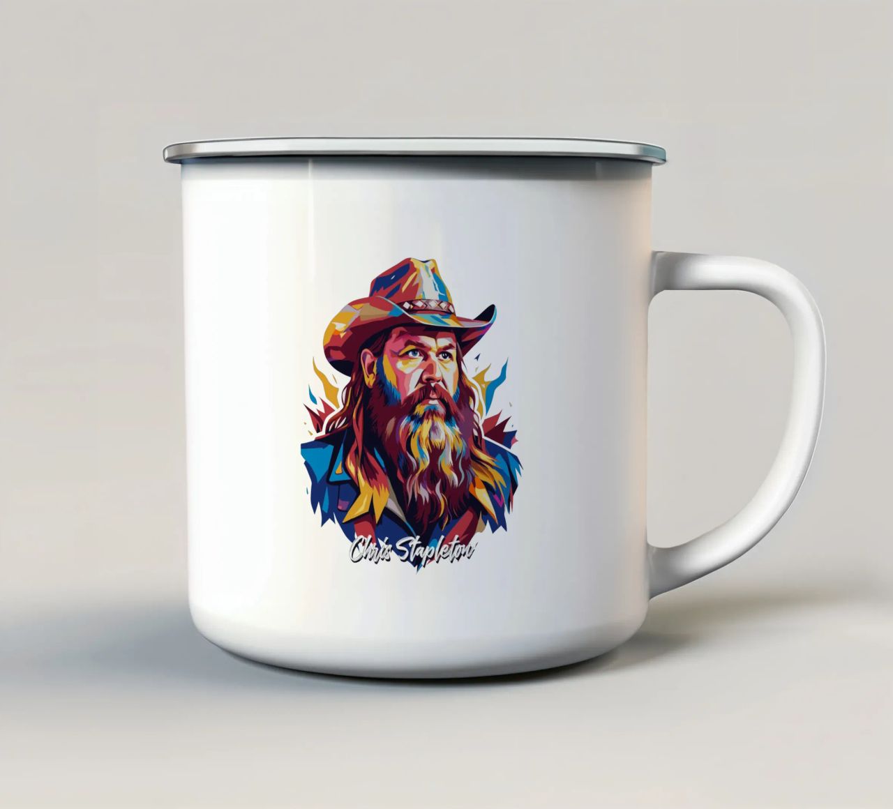 Chris Stapleton Portrait in WPAP Pop Art tazza in smalto da vectorartnesia