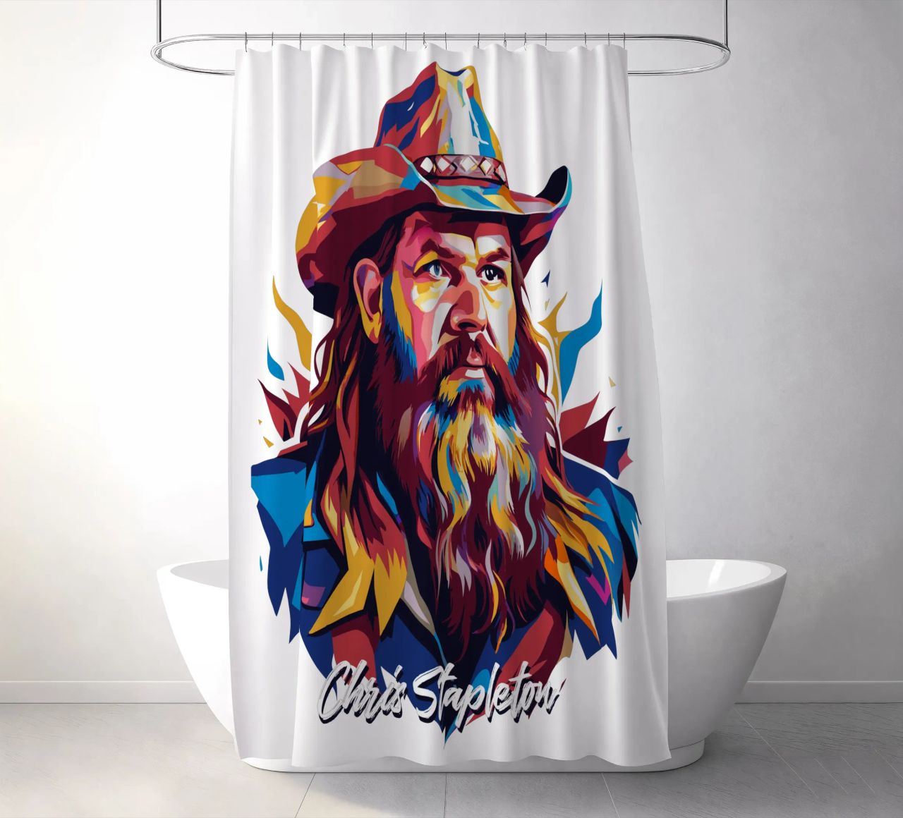 Chris Stapleton Portrait in WPAP Pop Art tenda da doccia da vectorartnesia
