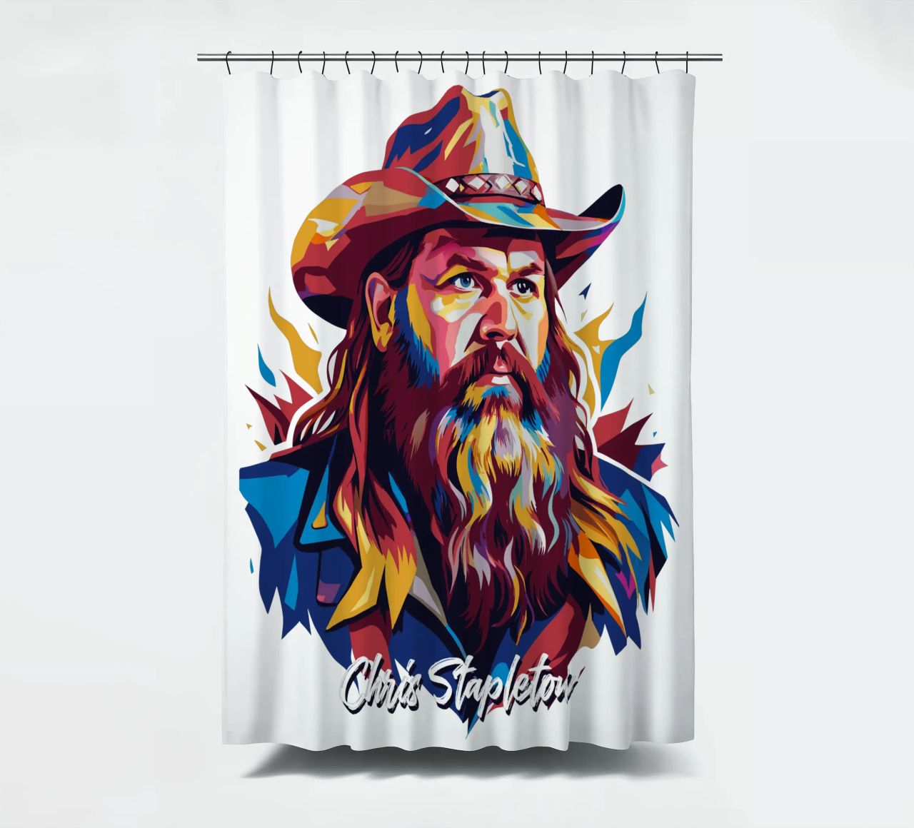 Chris Stapleton Portrait in WPAP Pop Art tenda da doccia da vectorartnesia