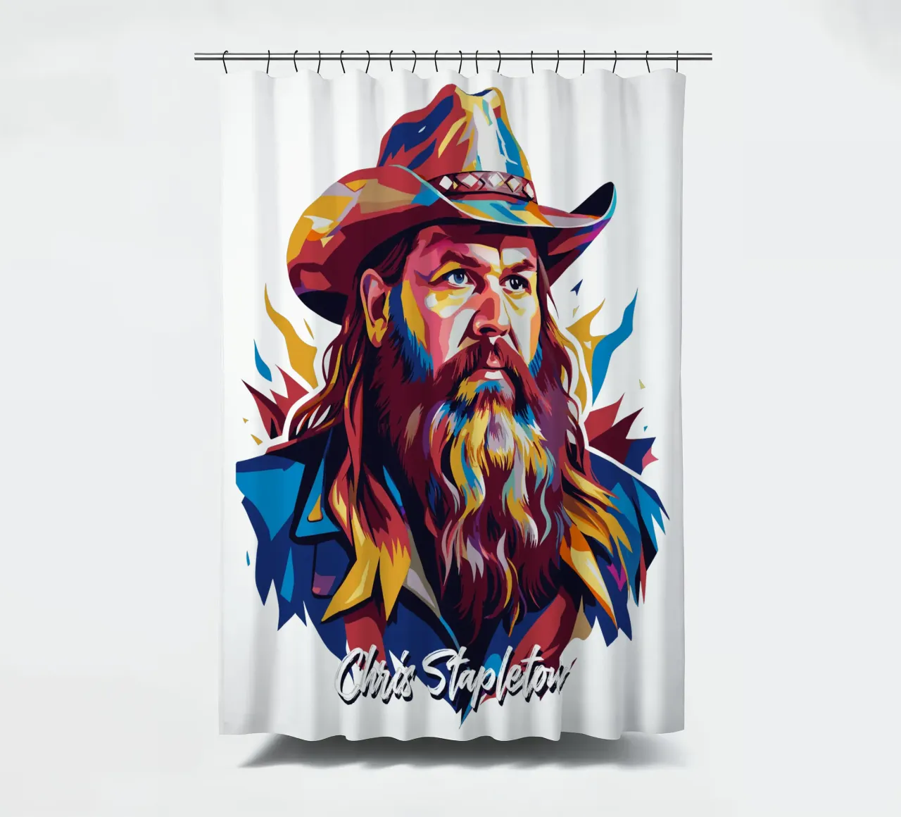 Chris Stapleton Portrait in WPAP Pop Art tenda da doccia da vectorartnesia
