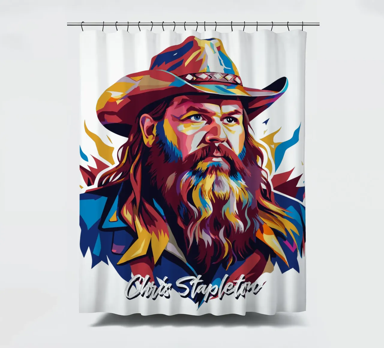 Chris Stapleton Portrait in WPAP Pop Art tenda da doccia da vectorartnesia