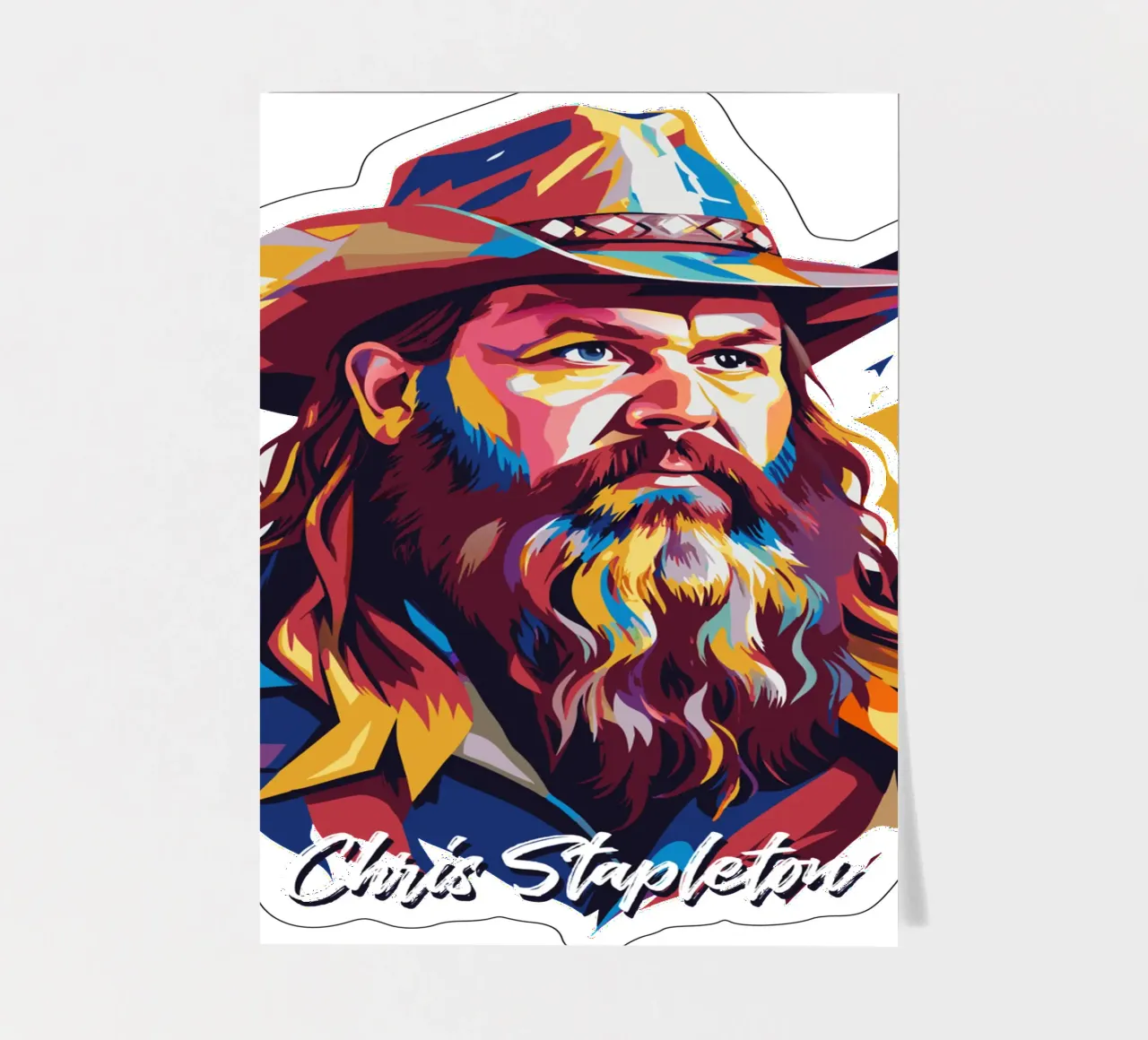 Chris Stapleton Portrait in WPAP Pop Art foglio adesivo da vectorartnesia