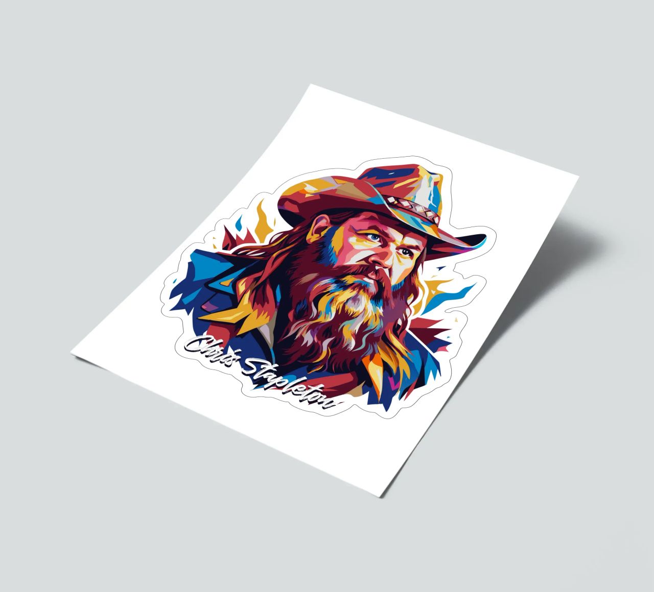 Chris Stapleton Portrait in WPAP Pop Art foglio adesivo da vectorartnesia