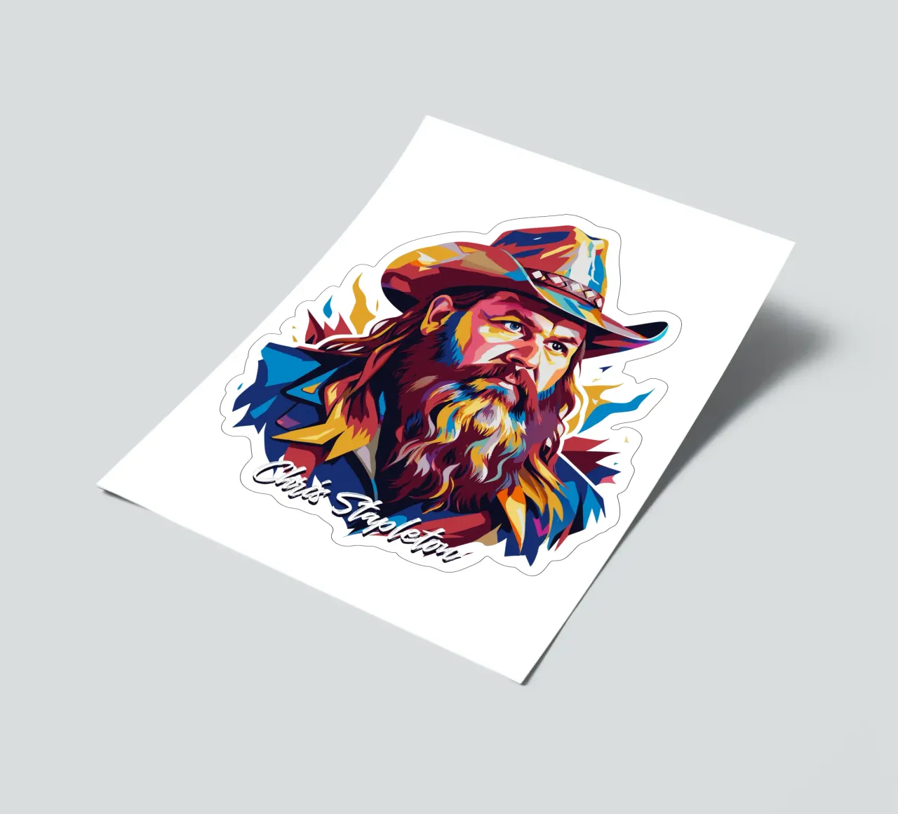 Chris Stapleton Portrait in WPAP Pop Art foglio adesivo da vectorartnesia