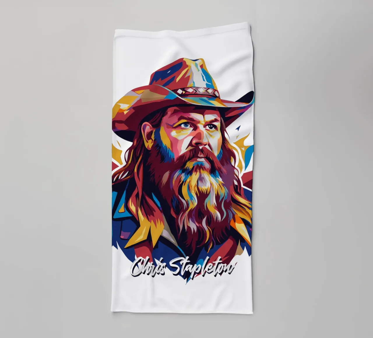 Chris Stapleton Portrait in WPAP Pop Art Handtuch von vectorartnesia