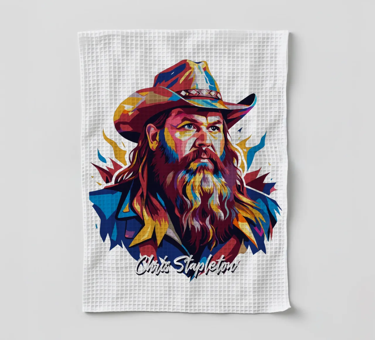 Chris Stapleton Portrait in WPAP Pop Art theedoek van vectorartnesia