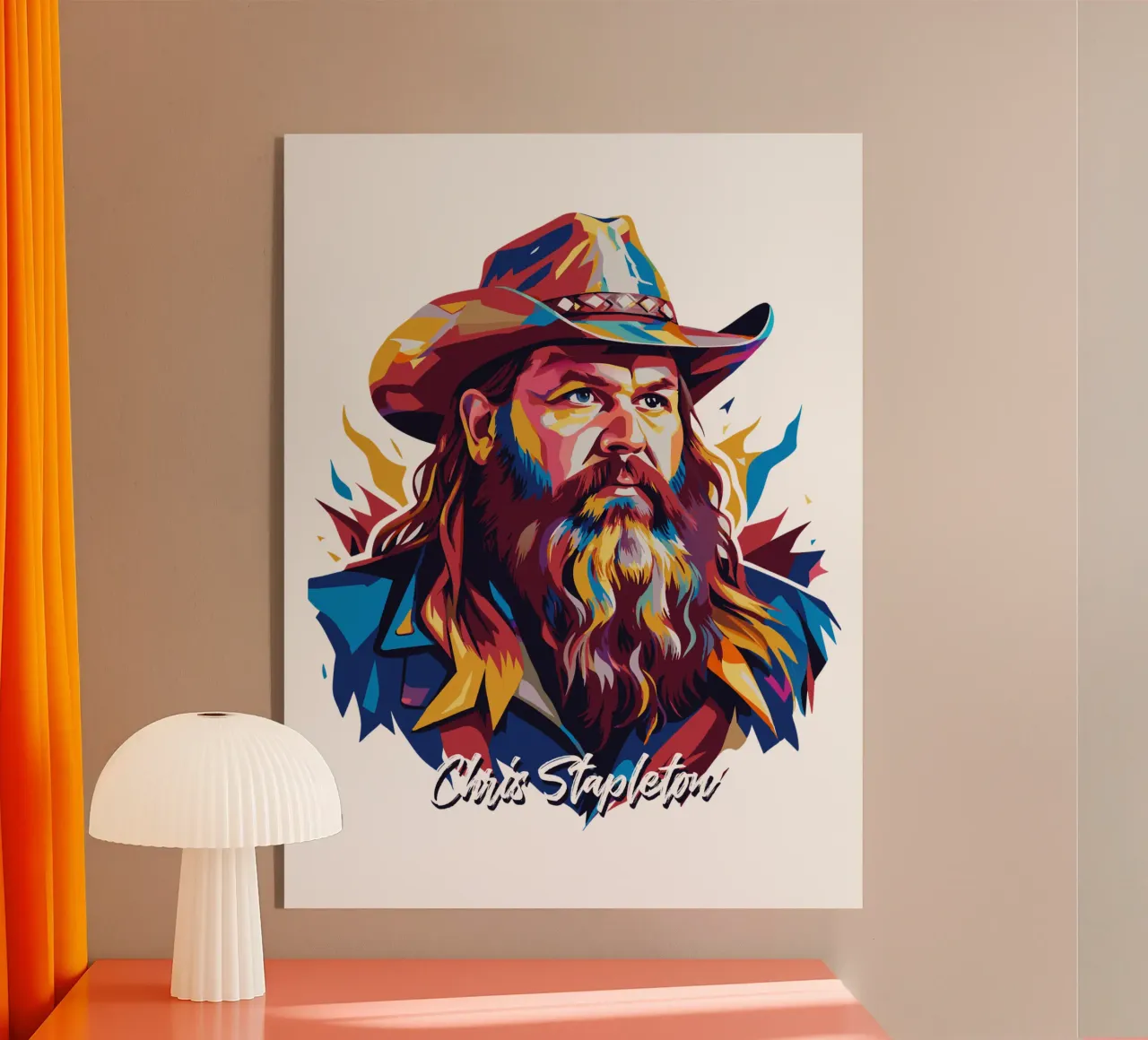 Chris Stapleton Portrait in WPAP Pop Art acryl van vectorartnesia