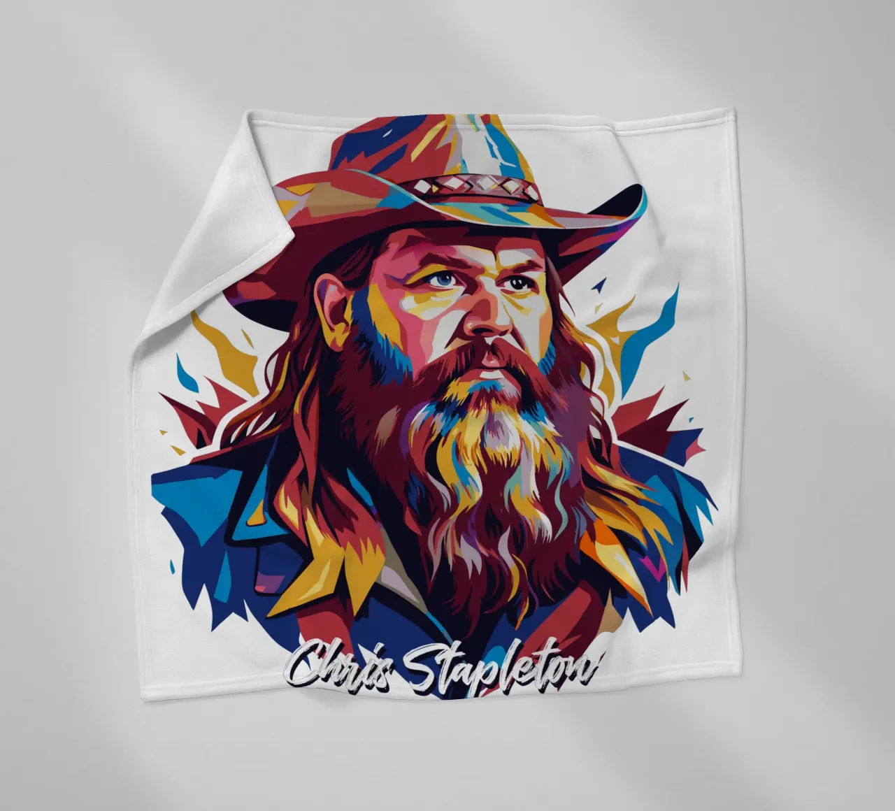 Chris Stapleton Portrait in WPAP Pop Art fleece blanket by vectorartnesia