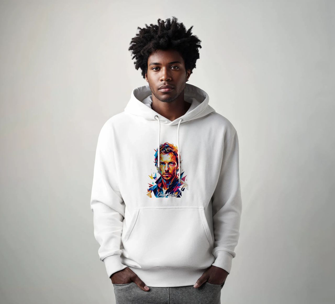 Chris Martin Portrait in WPAP Pop Art felpa con cappuccio da vectorartnesia