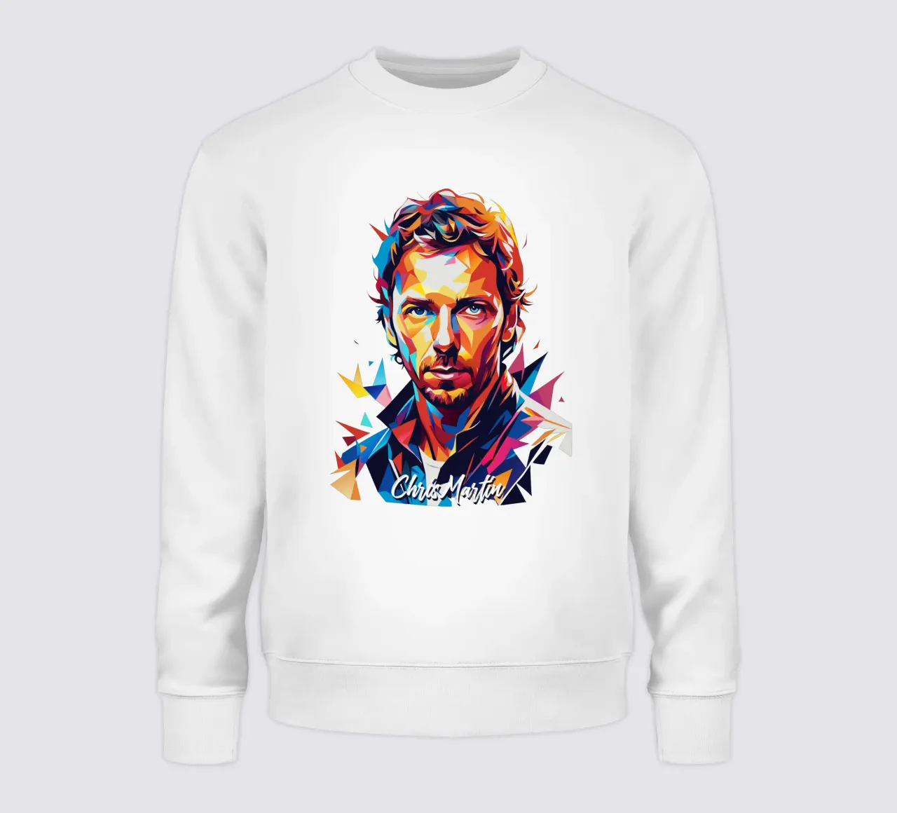 Chris Martin Portrait in WPAP Pop Art Sweatshirt von vectorartnesia