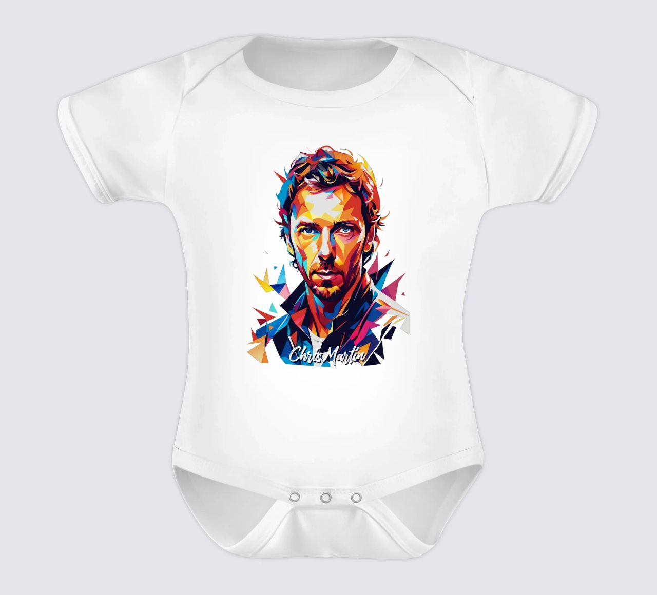 Chris Martin Portrait in WPAP Pop Art body neonato maniche corte da vectorartnesia