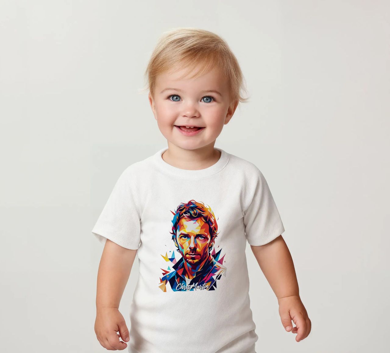 Chris Martin Portrait in WPAP Pop Art maglietta neonato da vectorartnesia
