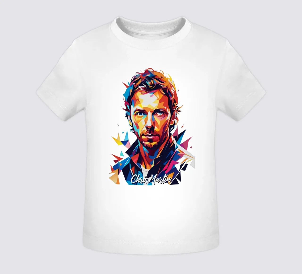 Chris Martin Portrait in WPAP Pop Art maglietta neonato da vectorartnesia