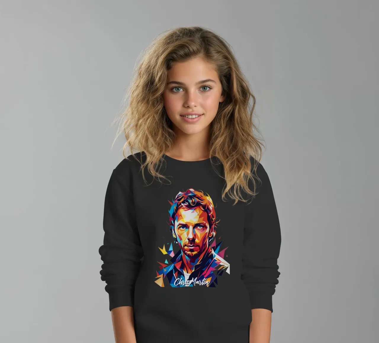 Chris Martin Portrait in WPAP Pop Art felpa bambino da vectorartnesia