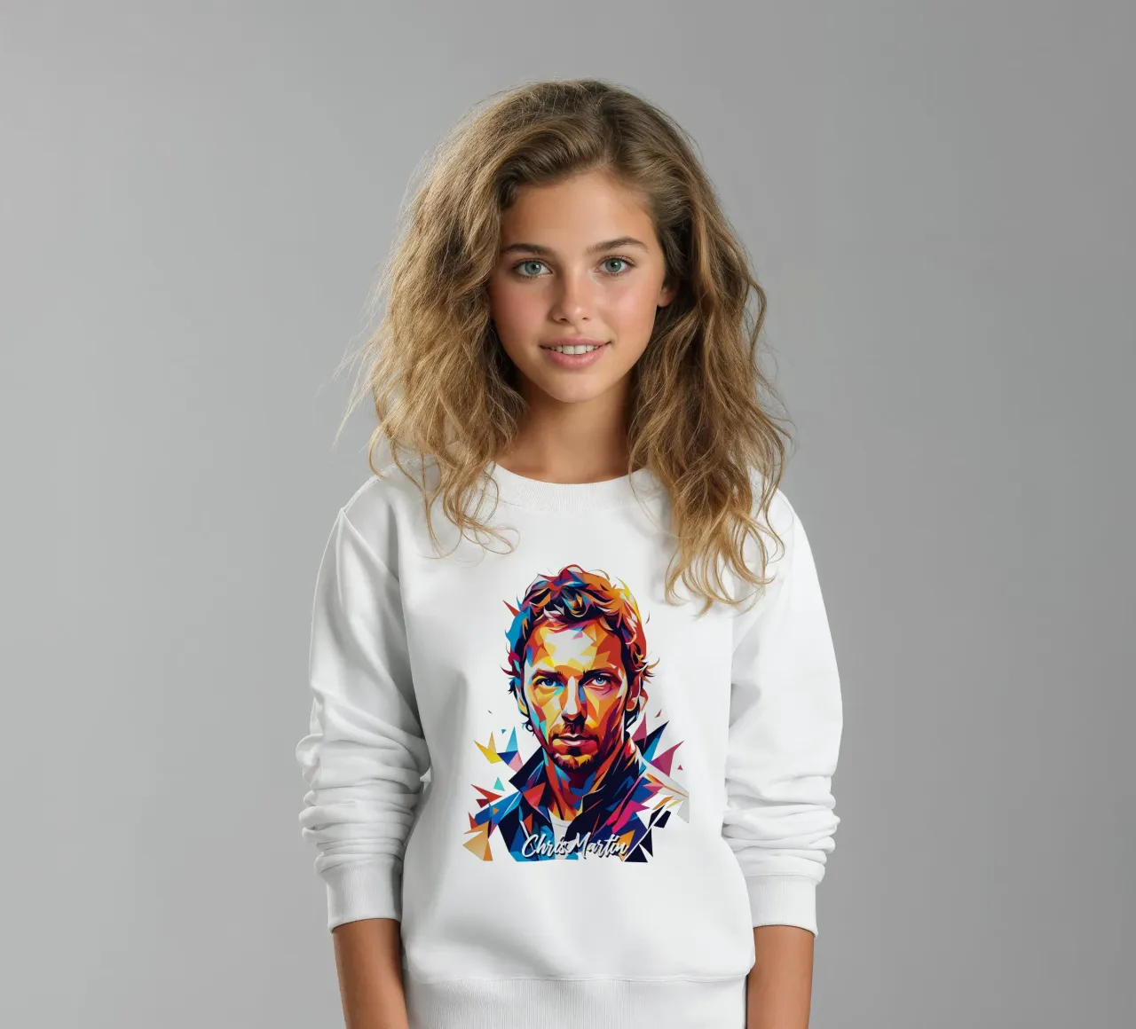 Chris Martin Portrait in WPAP Pop Art kinder sweatshirt van vectorartnesia